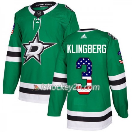Mænd NHL Dallas Stars Trøje John Klingberg 3 Adidas 2017-2018 Gul Grøn USA Flag Fashion Authentic